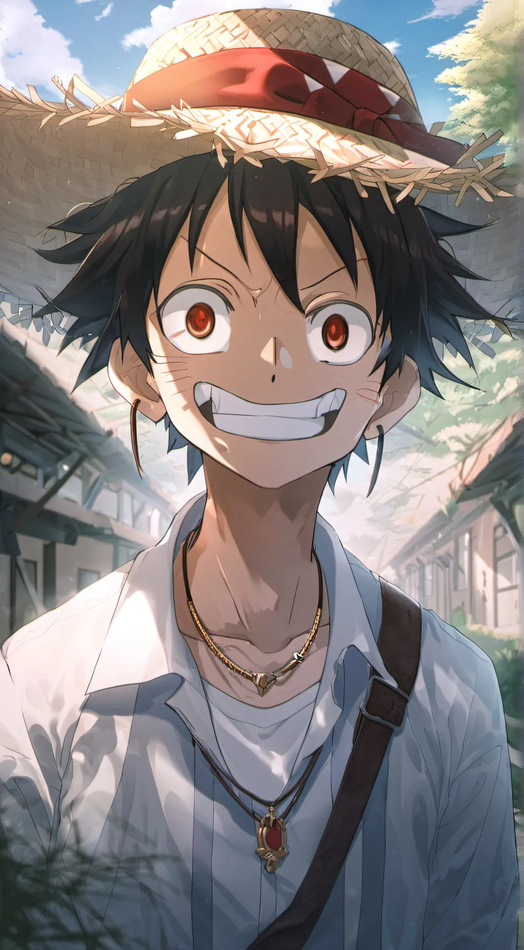 ai character: luffy in ohio background