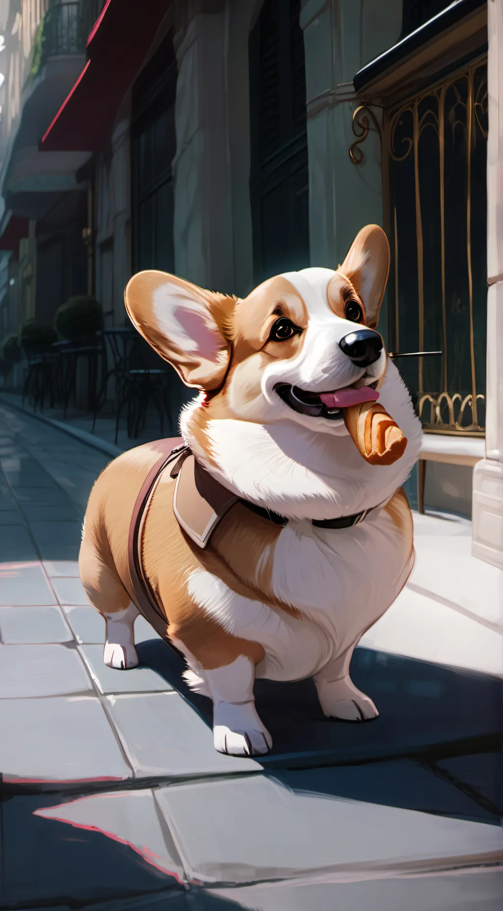 ai character: French Corgi  background
