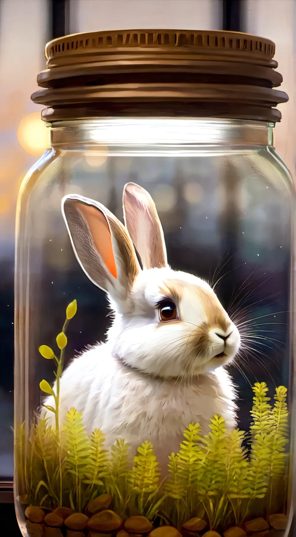 ai character: Random bun in jar background