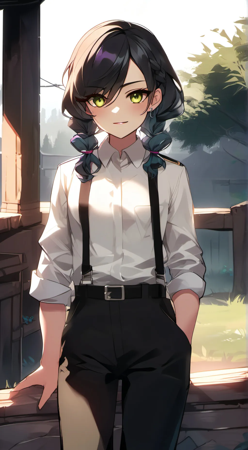 ai character: Jax as a girl  background