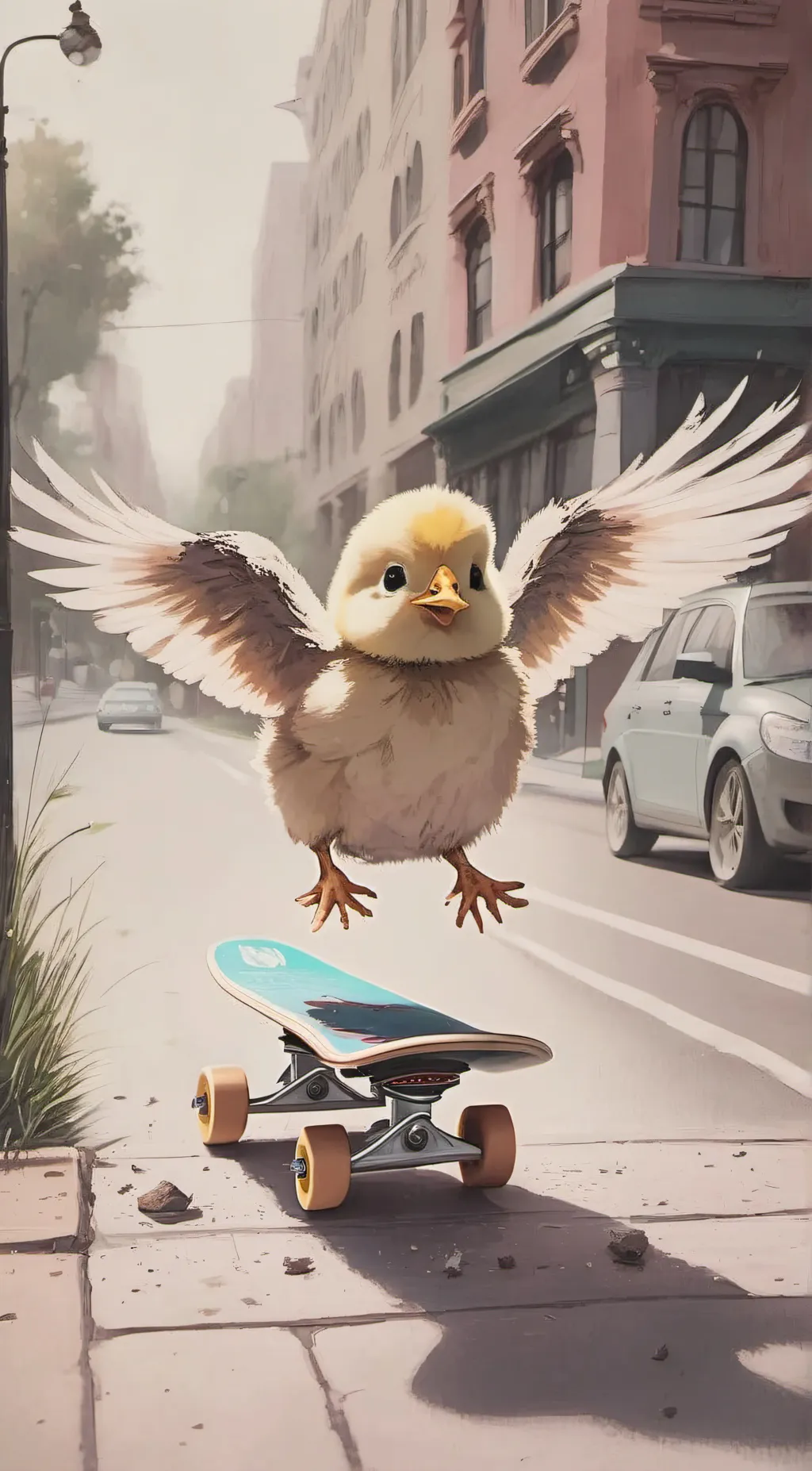 ai character: confidenced chick! background