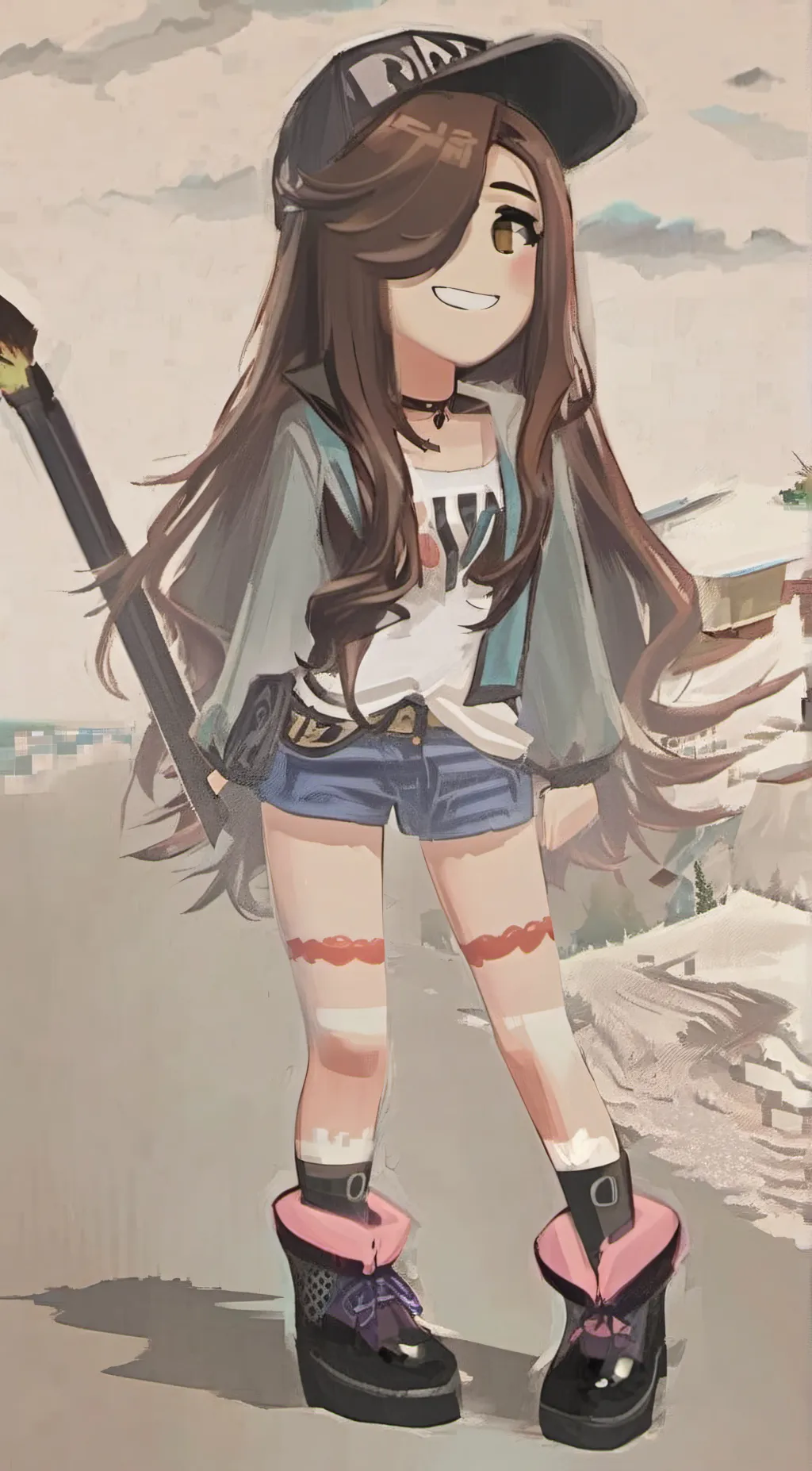 ai character: Roblox girl  background