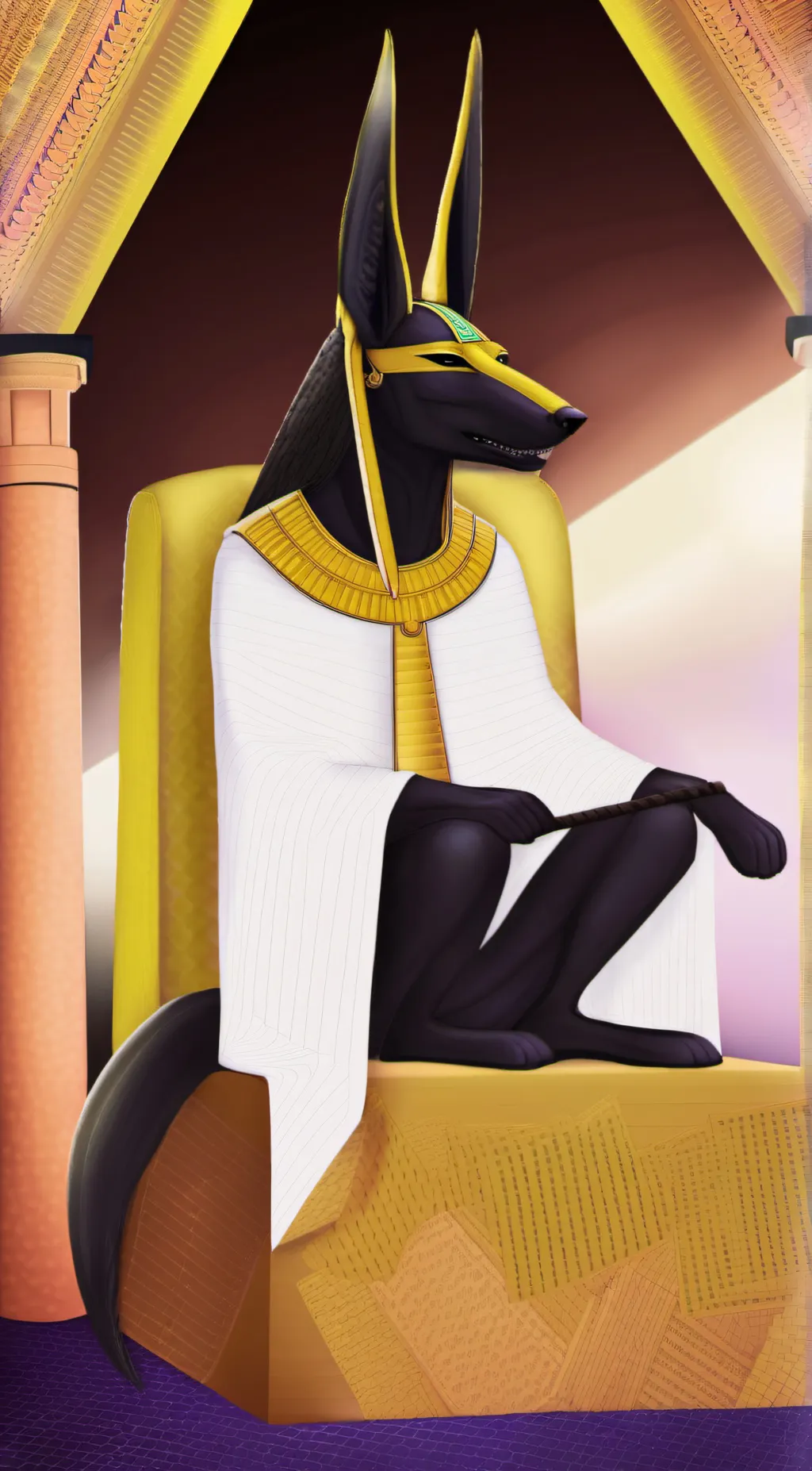 ai character: Anubis furry background