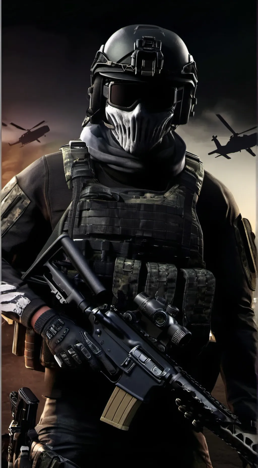 ai character: Ghost  background