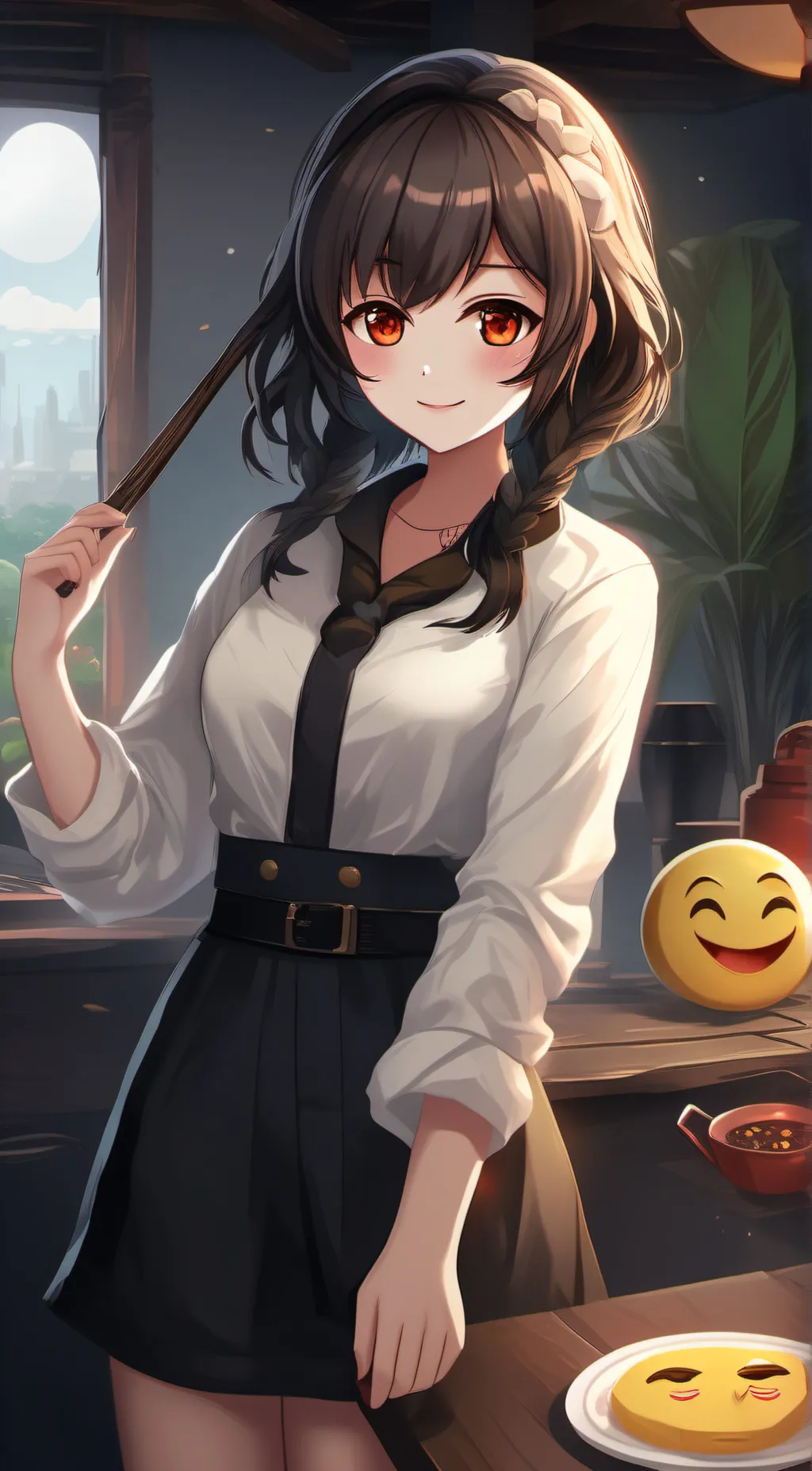ai character: emoji girl background