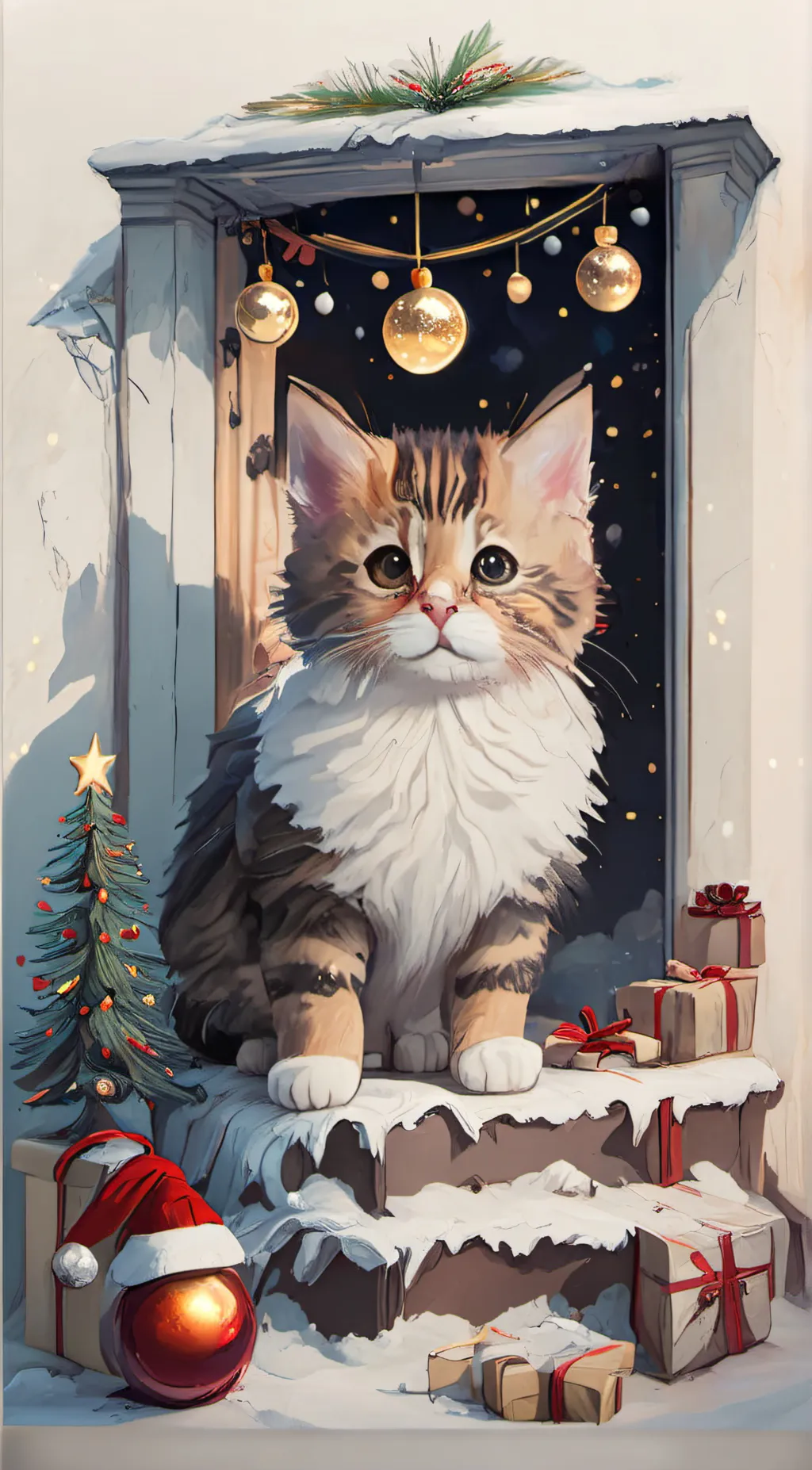 ai character: Christmas Kitty background