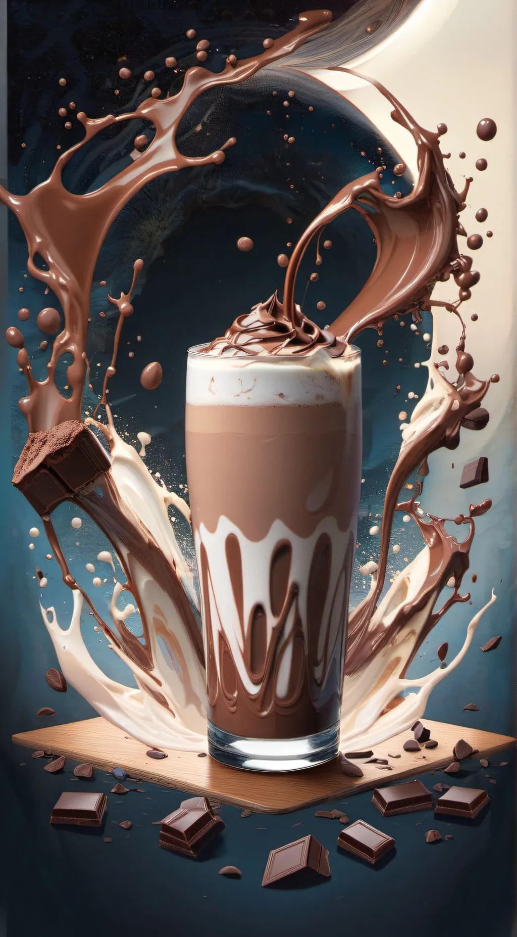 ai character: chocolate milk background