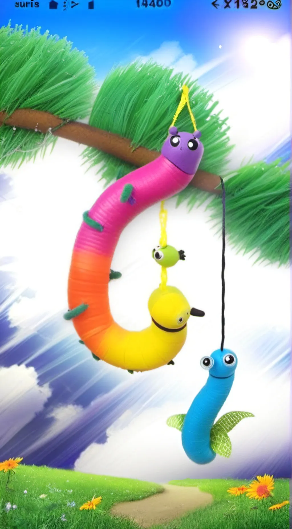 ai character: worm in a string  background