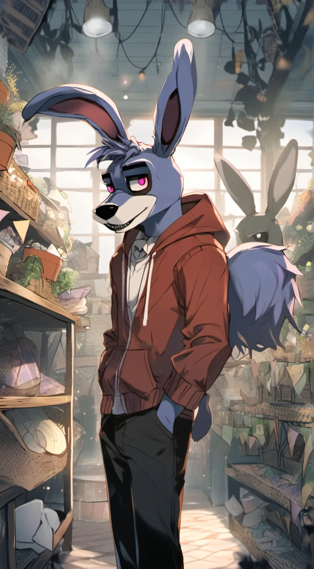 ai character: Bonnie T Bunny  background