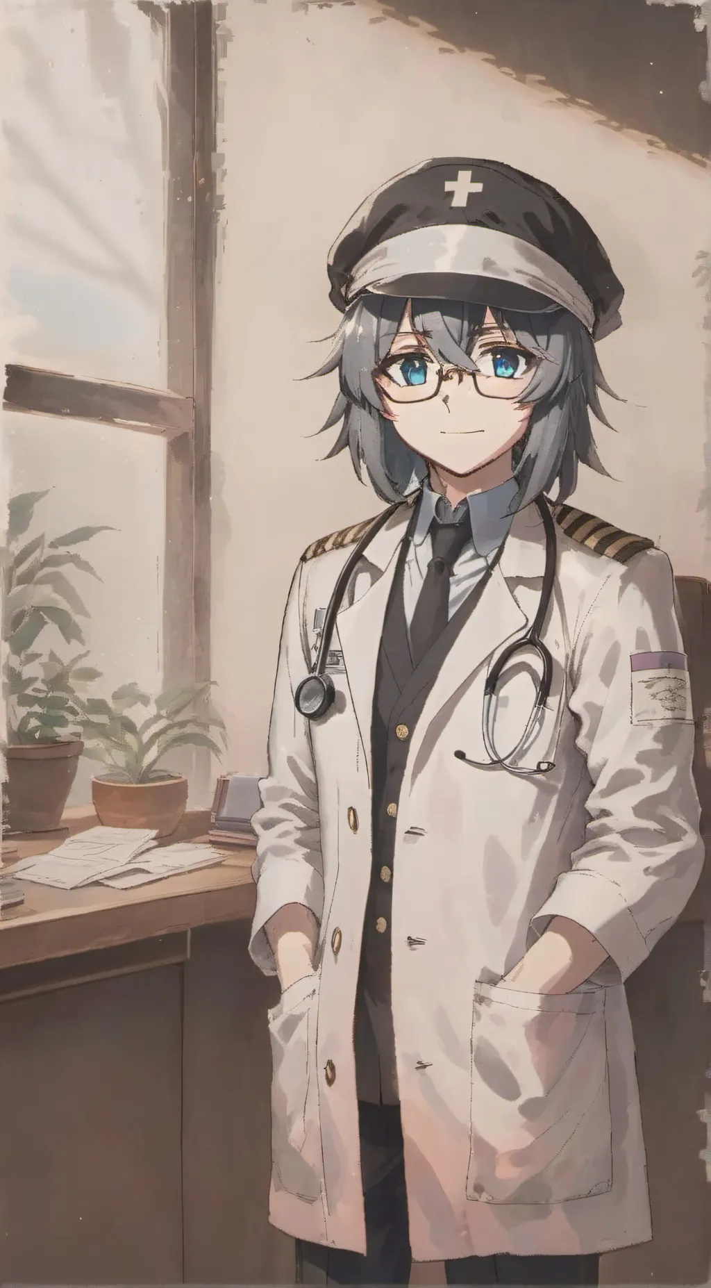 ai character: Dr.Blue background