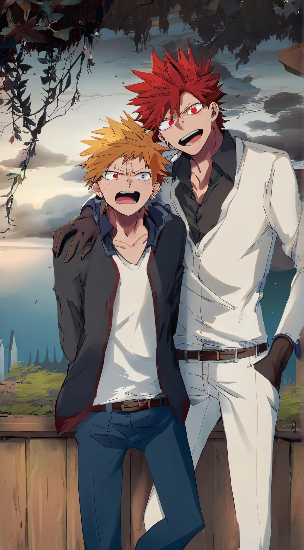 ai character: bakugo & kirishima background