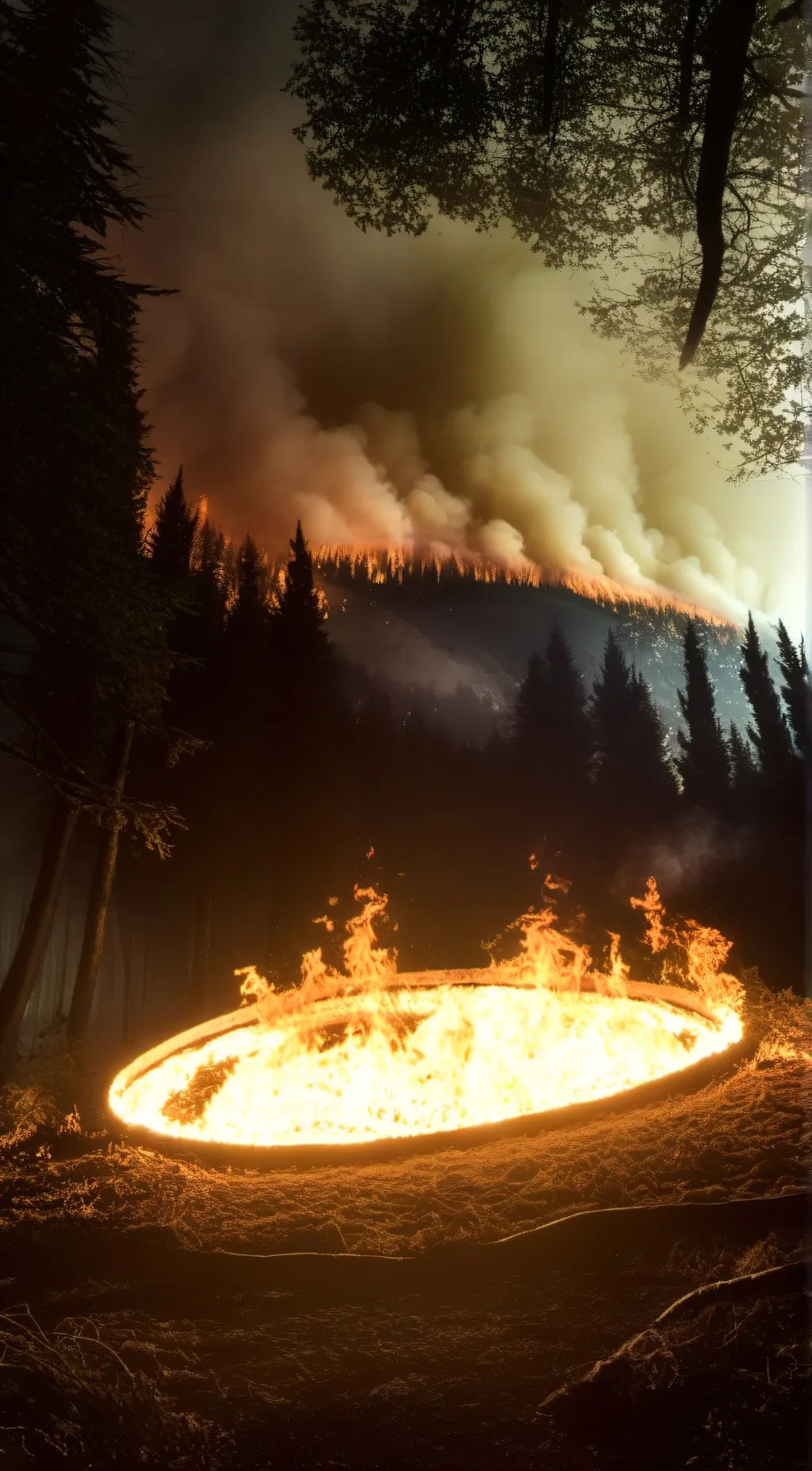 ai character: Burning forest RPG background