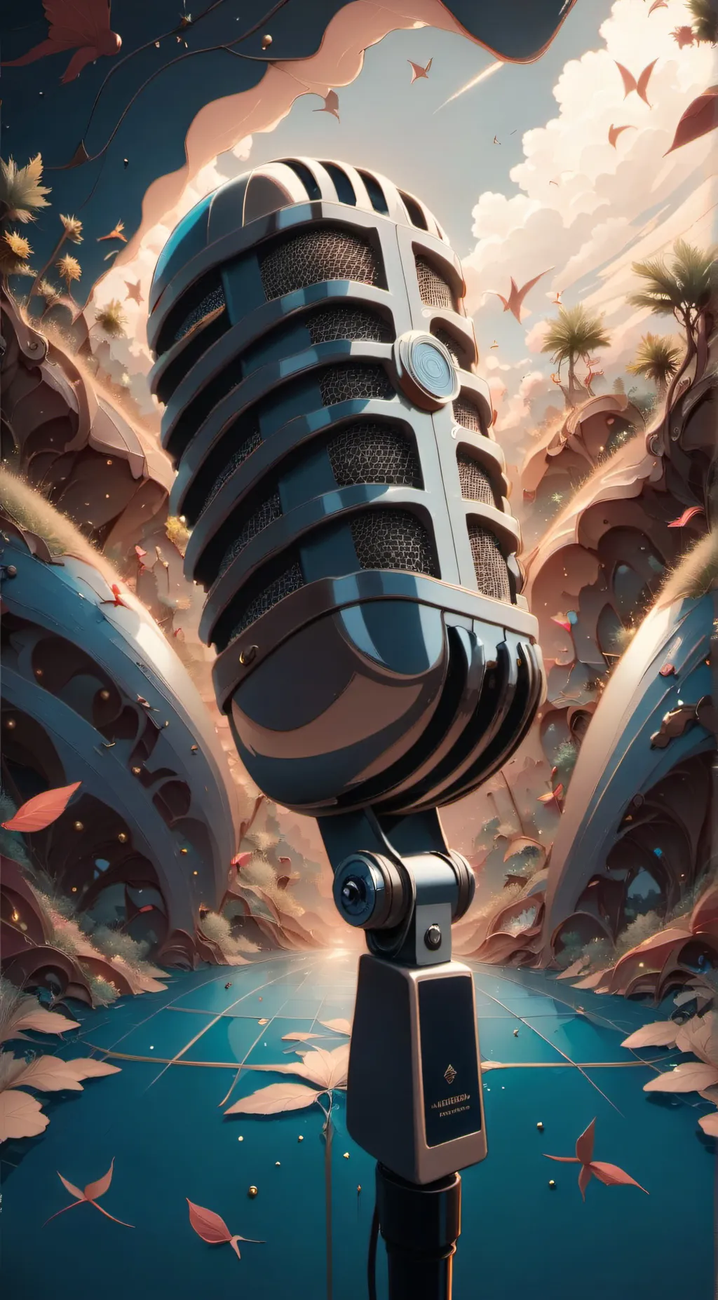 ai character: microphone  background