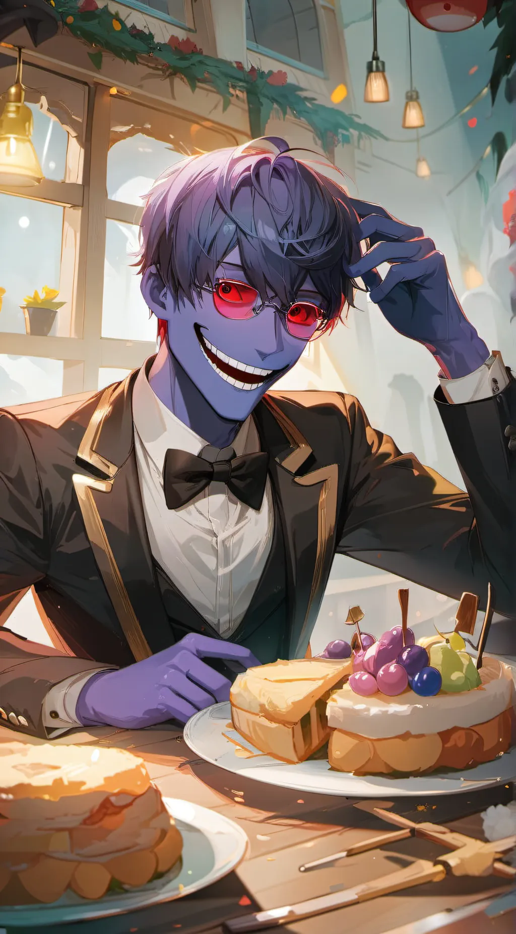 ai character: purple guy background