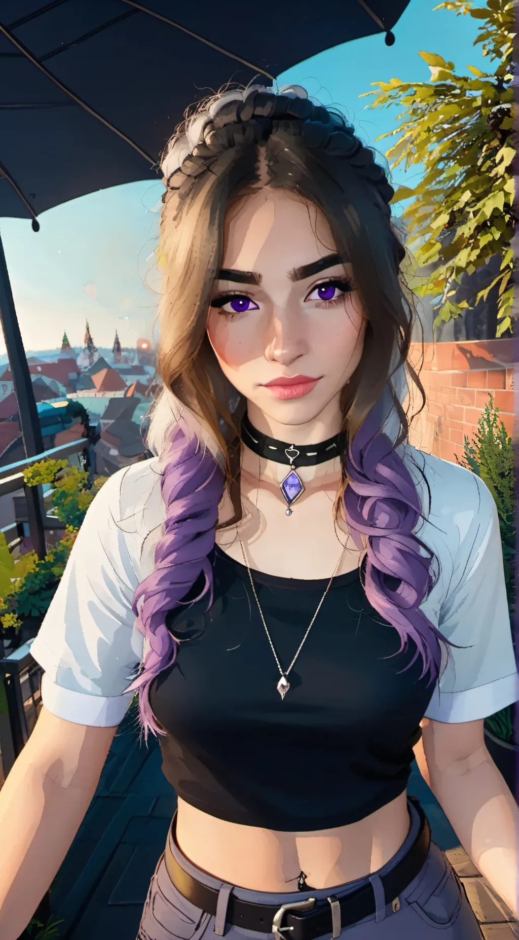ai character: Violet background