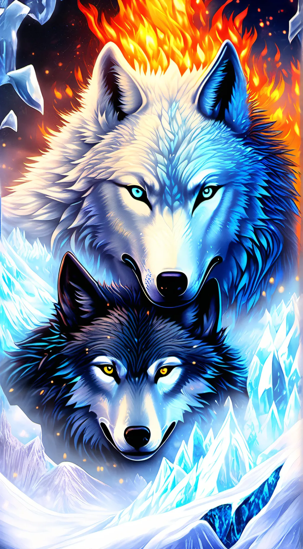 ai character: Icy and Firey background