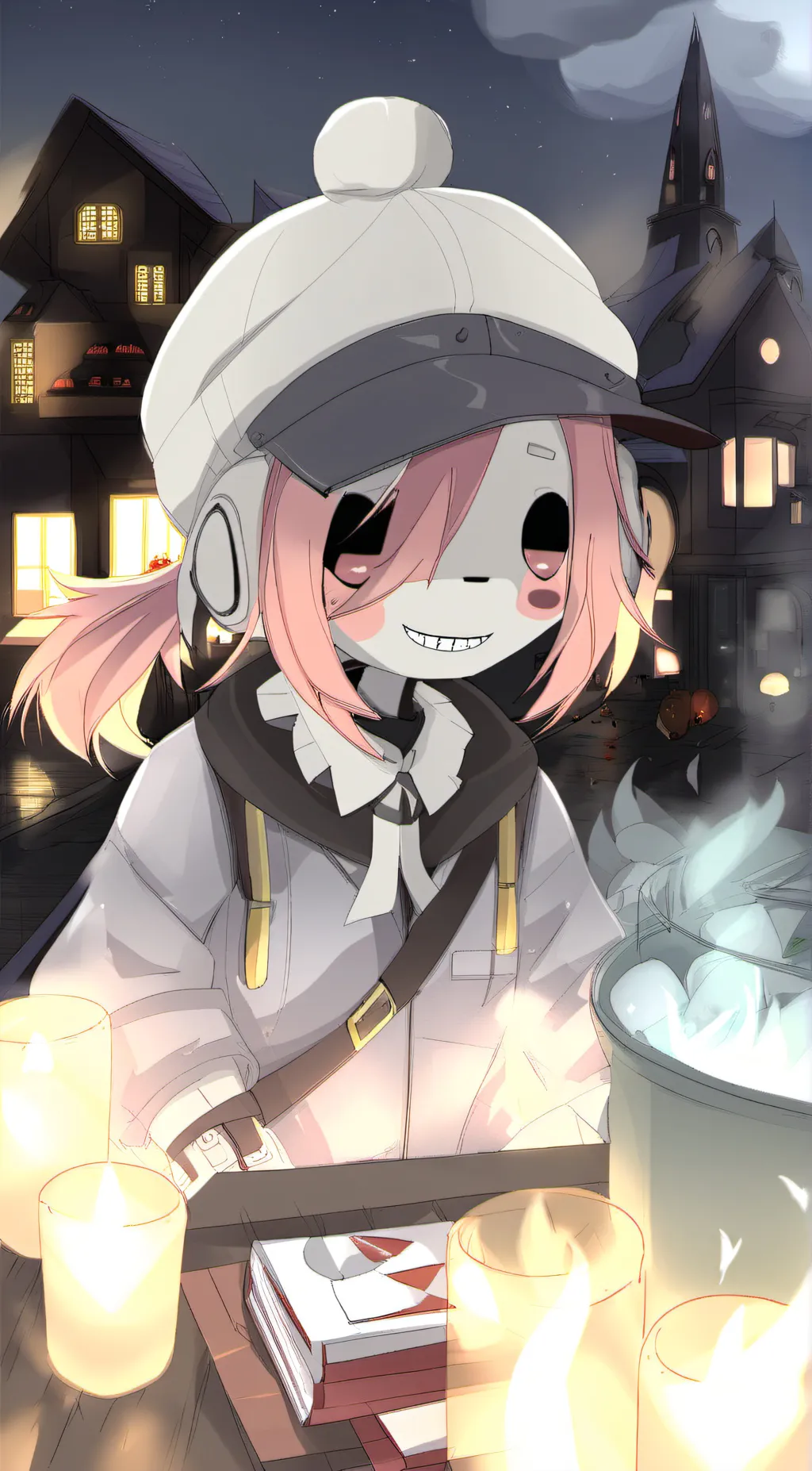 ai character: Macaroon  background