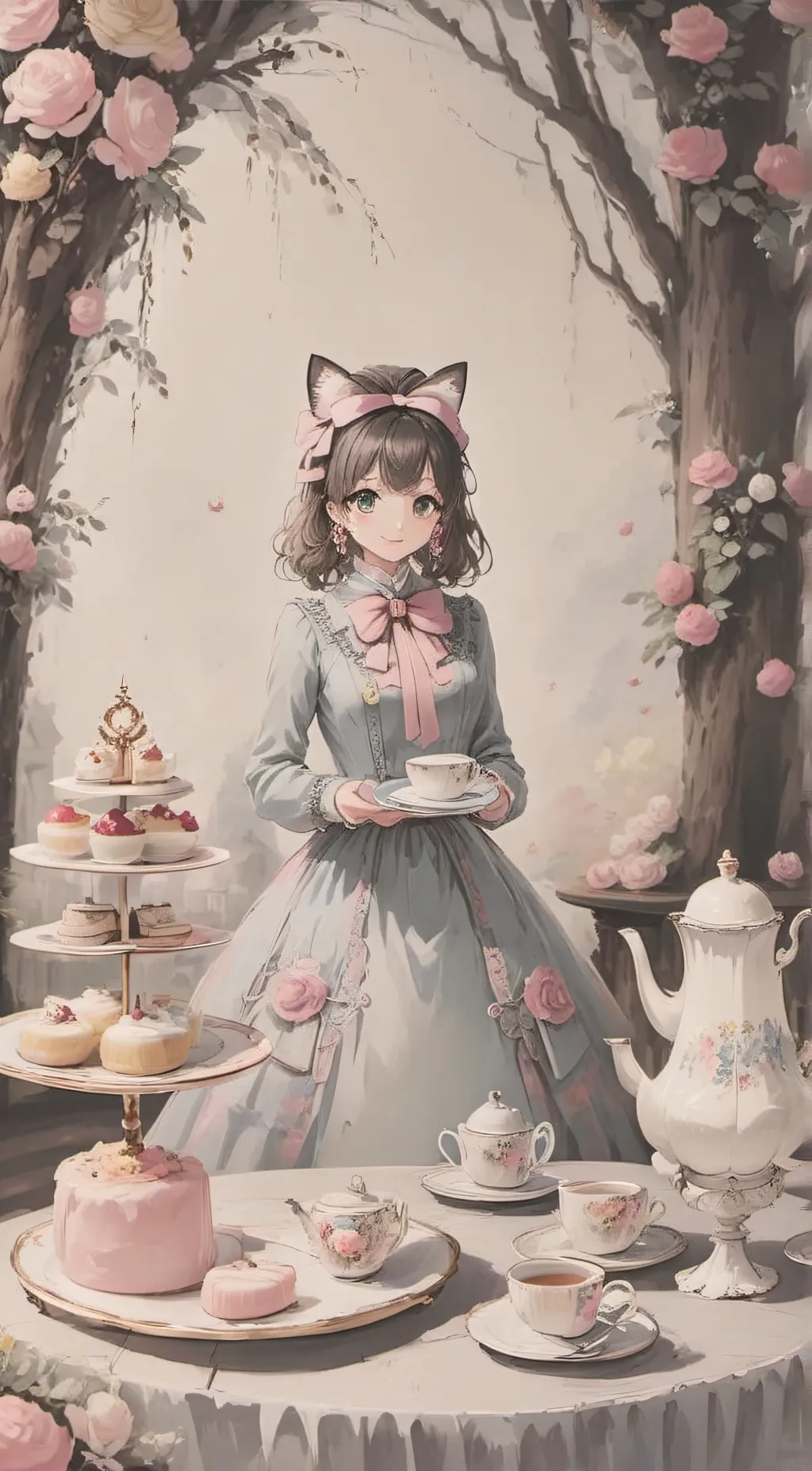 ai character: Hello Kitty background