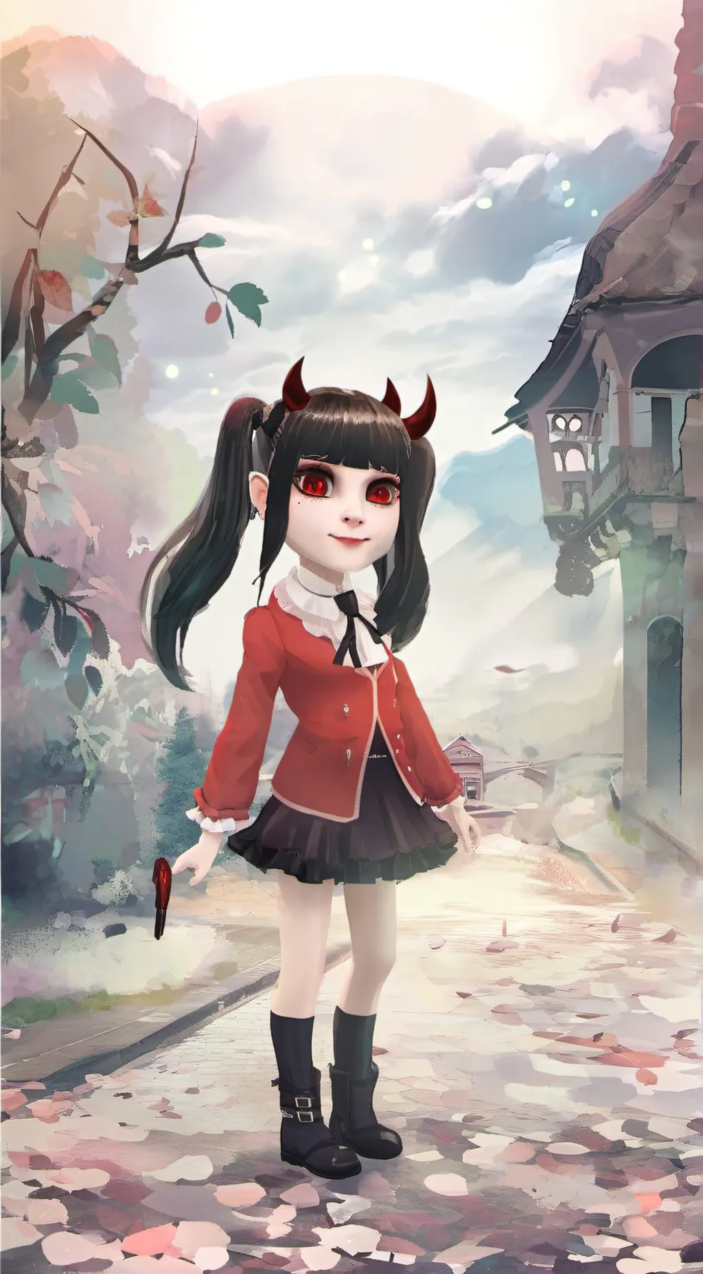 ai character: Ash School Outfit background