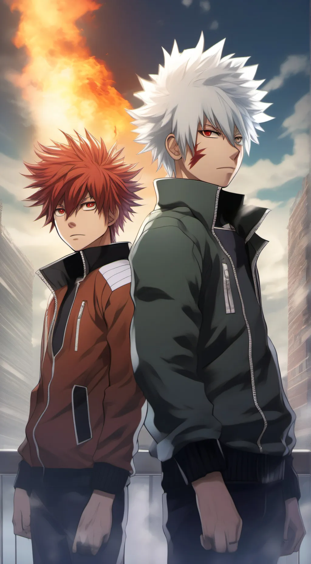 ai character: Kacchan and Shoto background