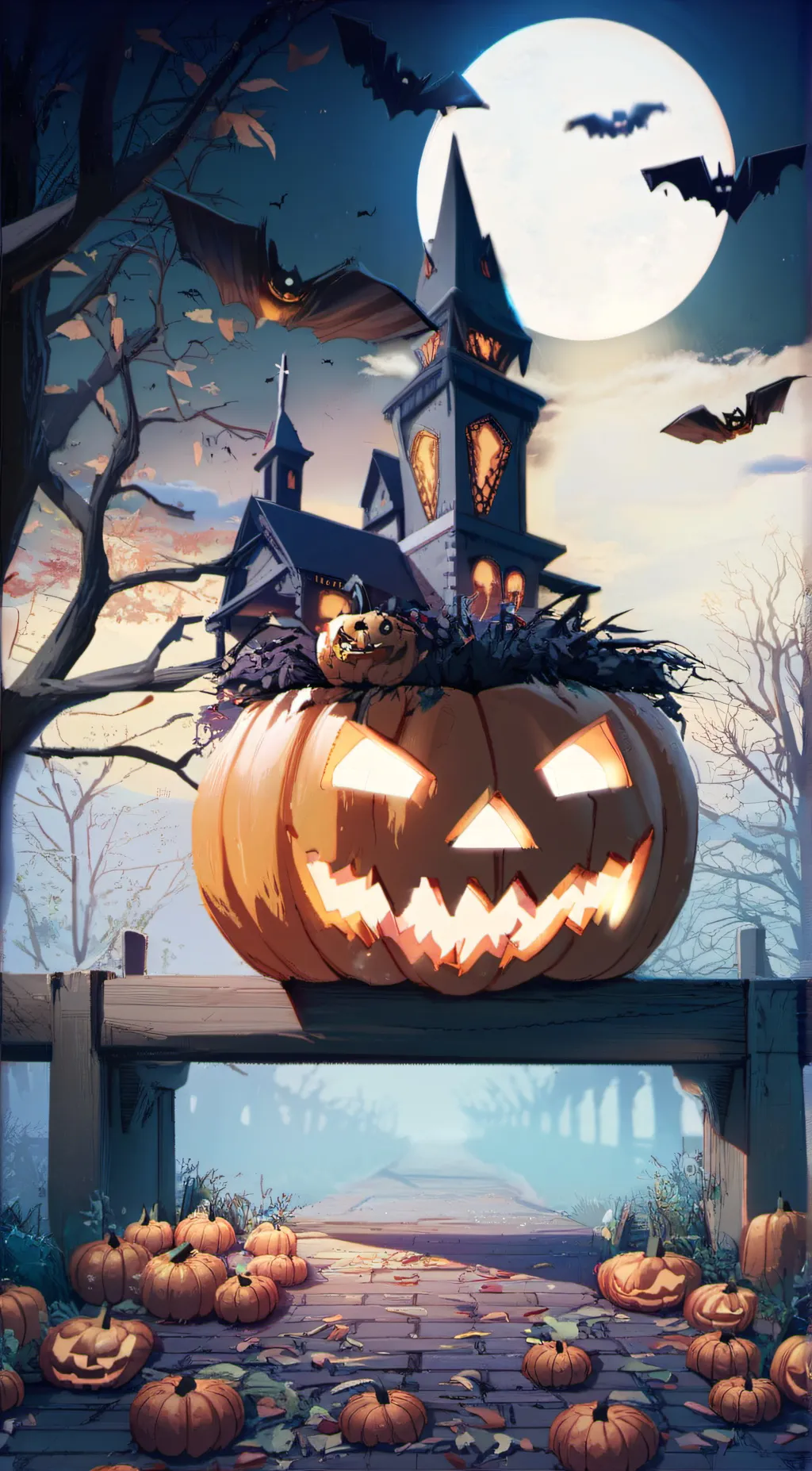 ai character: Halloween pumpkin  background