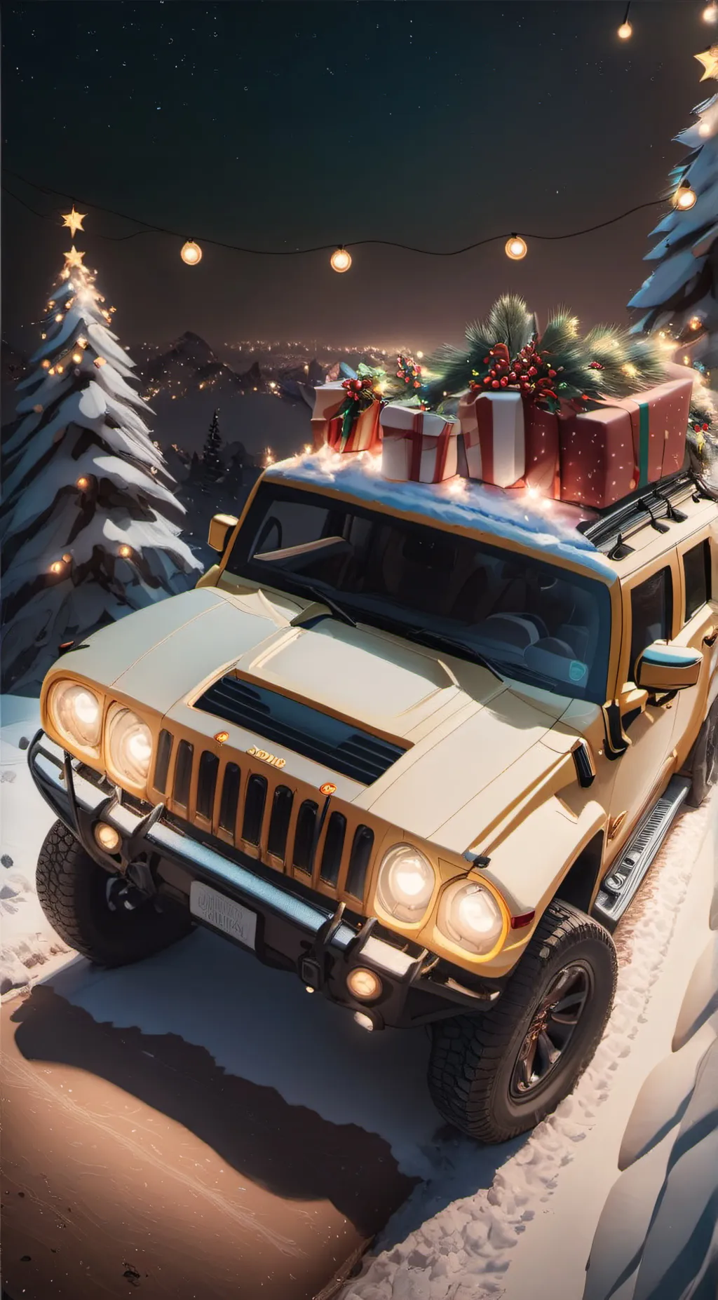ai character: Yellow jeep background