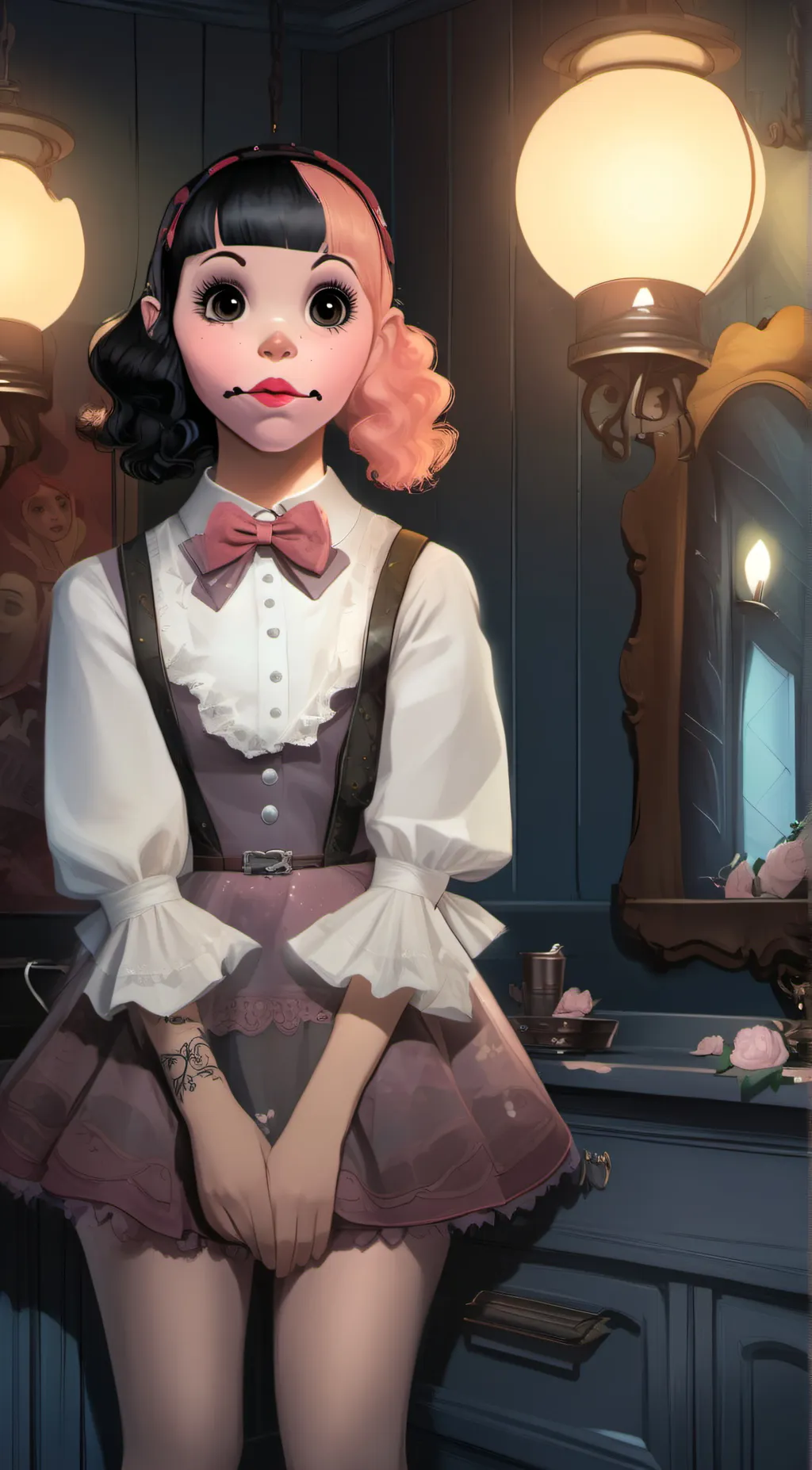 ai character: Melanie Martinez  background