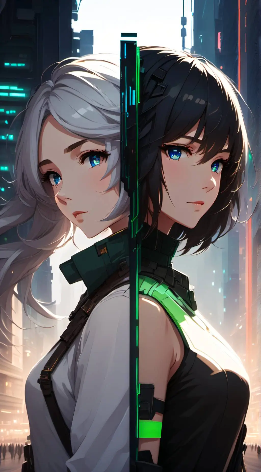 ai character: Android and Apple background