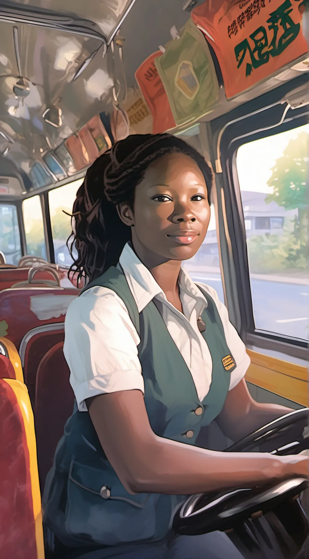 ai character: School bus driver background