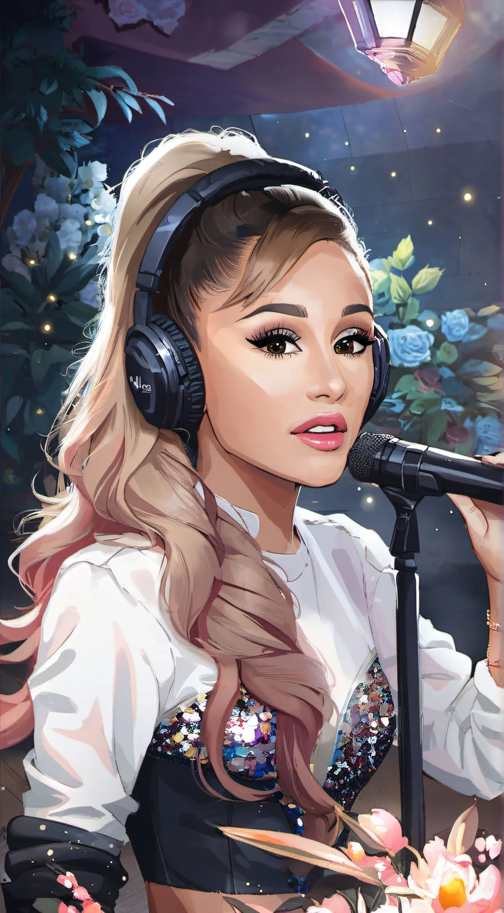 ai character: Ariana grande  background