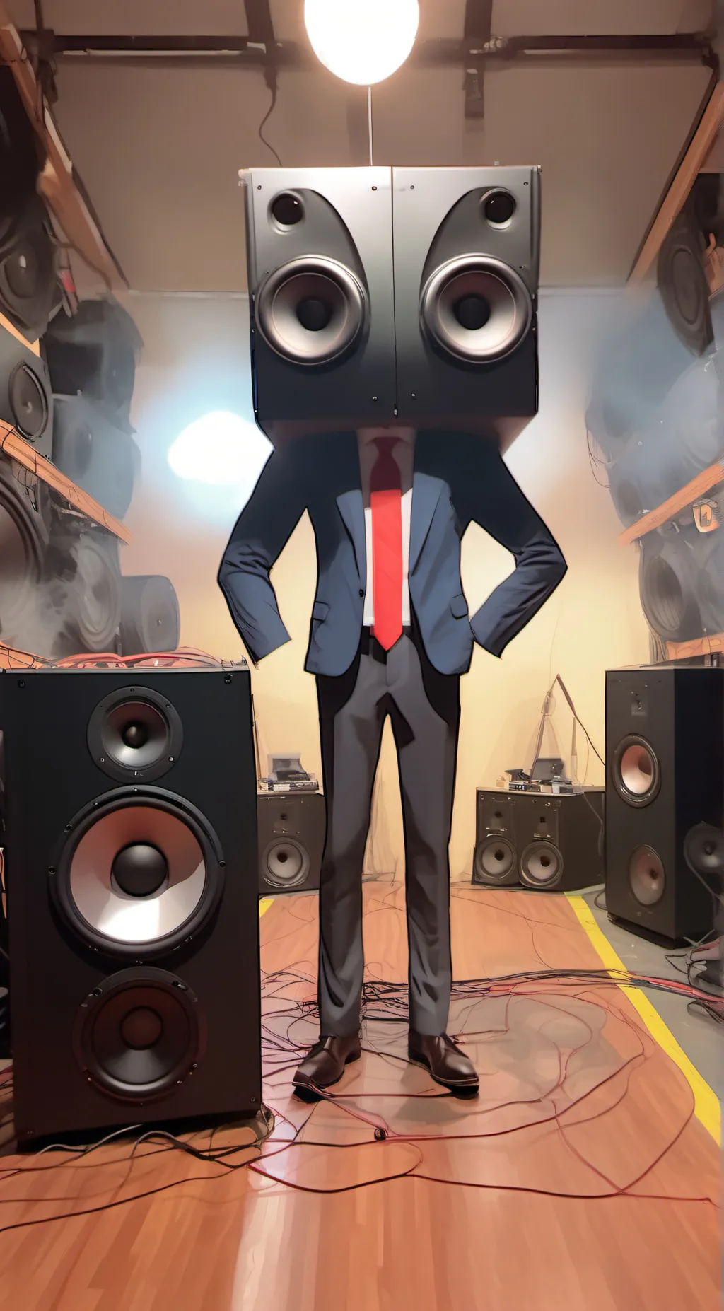 ai character: Large speaker man background