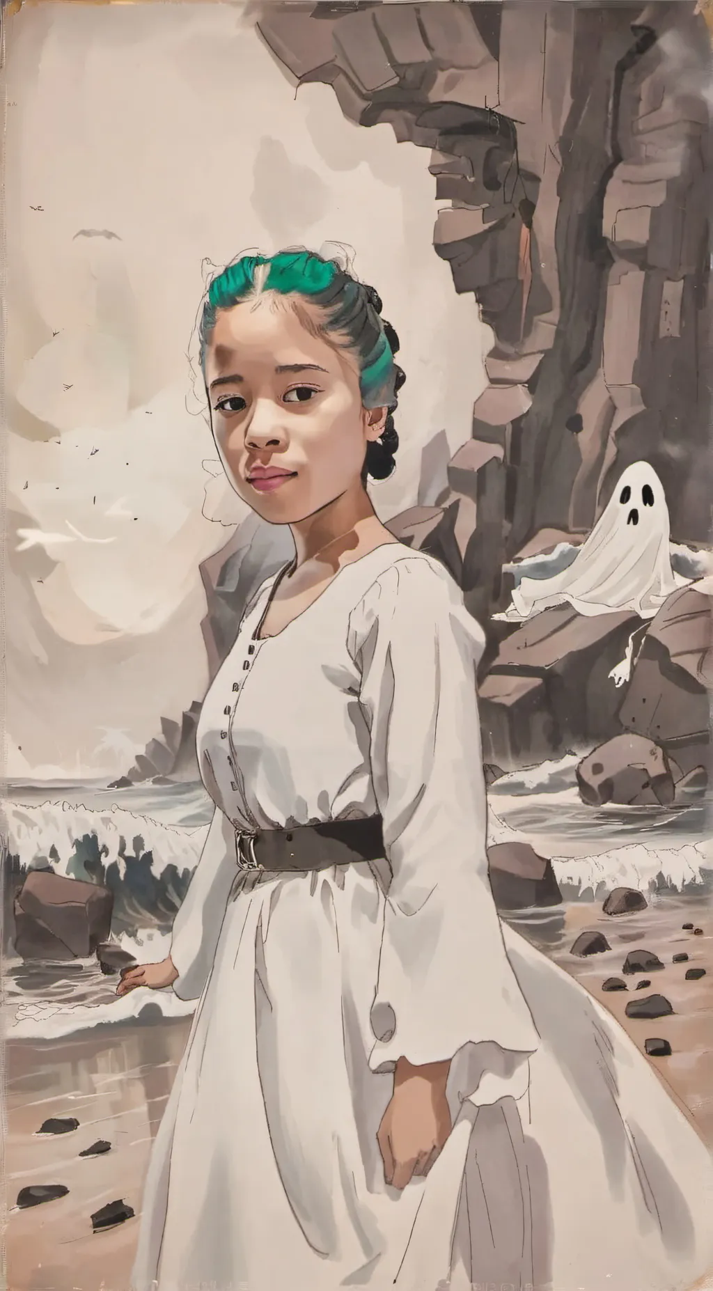 ai character: mary white background