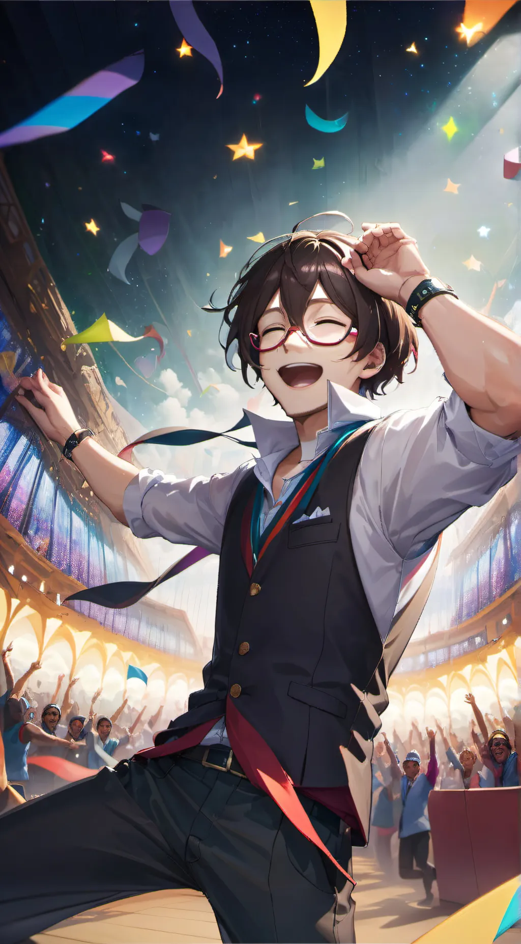 ai character: rainbow boy background