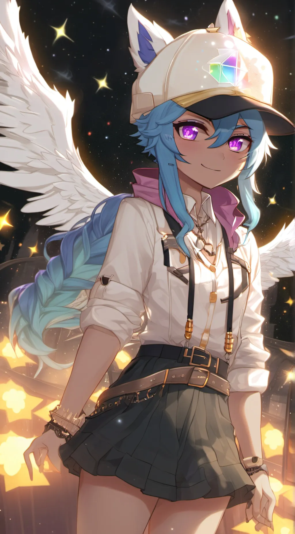 ai character: Rainbow Wolfie(Me) background