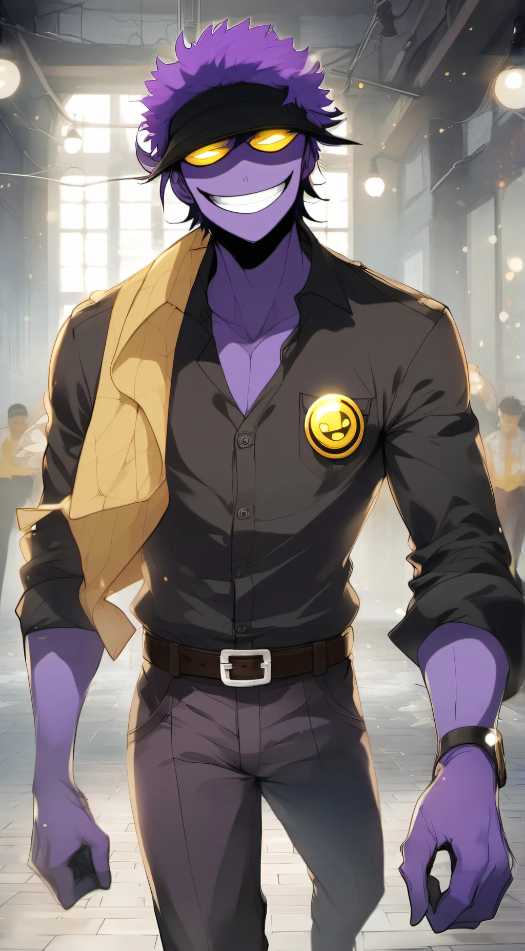 ai character: purple guy  background