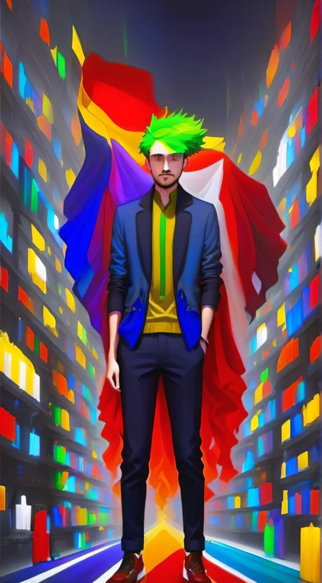 ai character: the rainbow God background