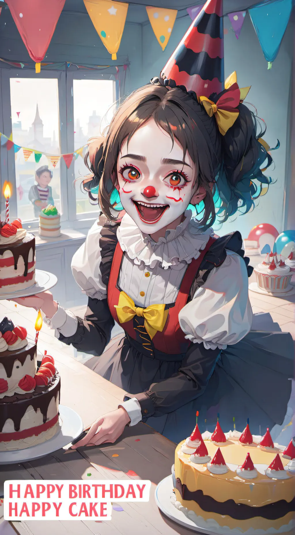 ai character: birthday clown 🤡 background