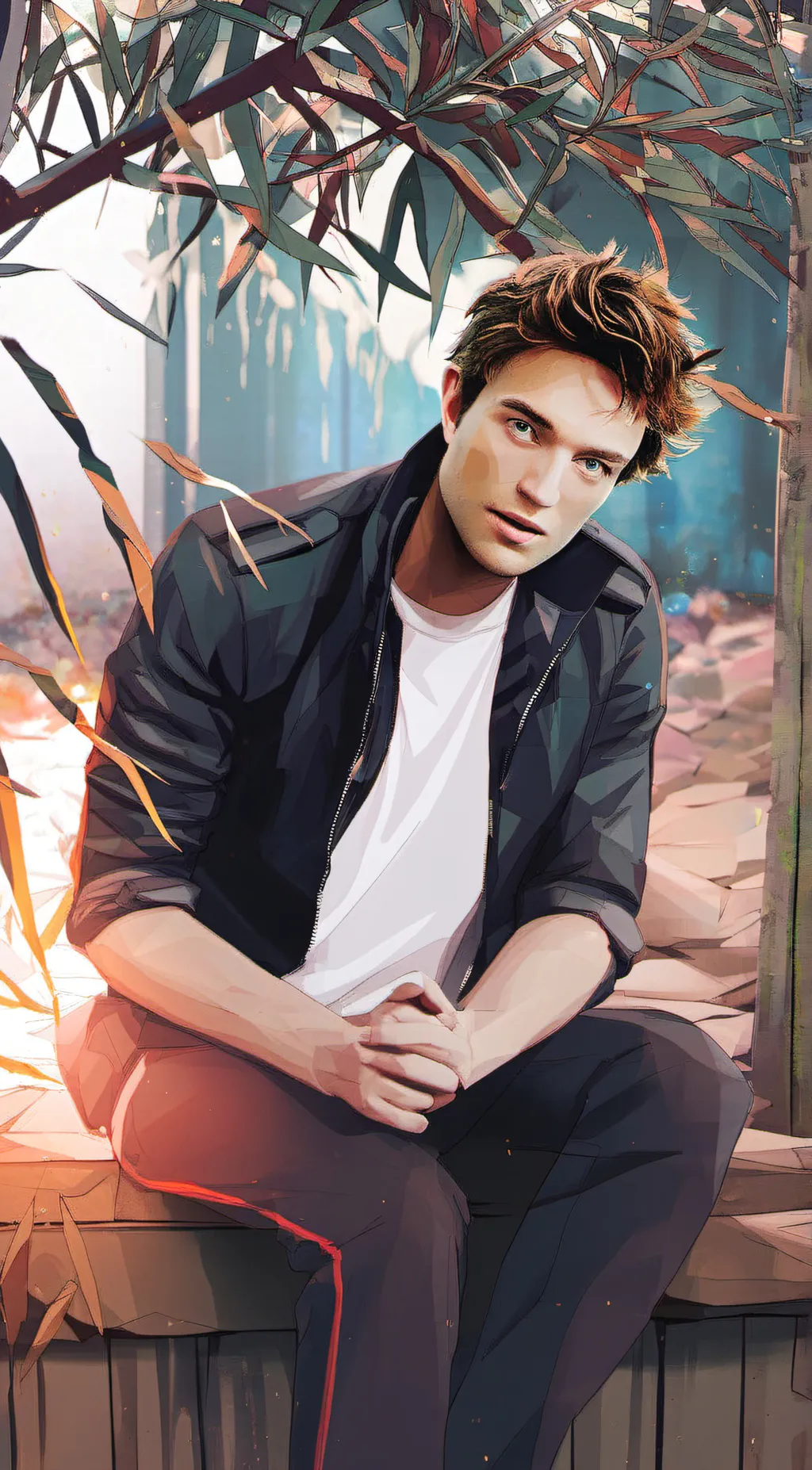 ai character: Robert Pattinson  background