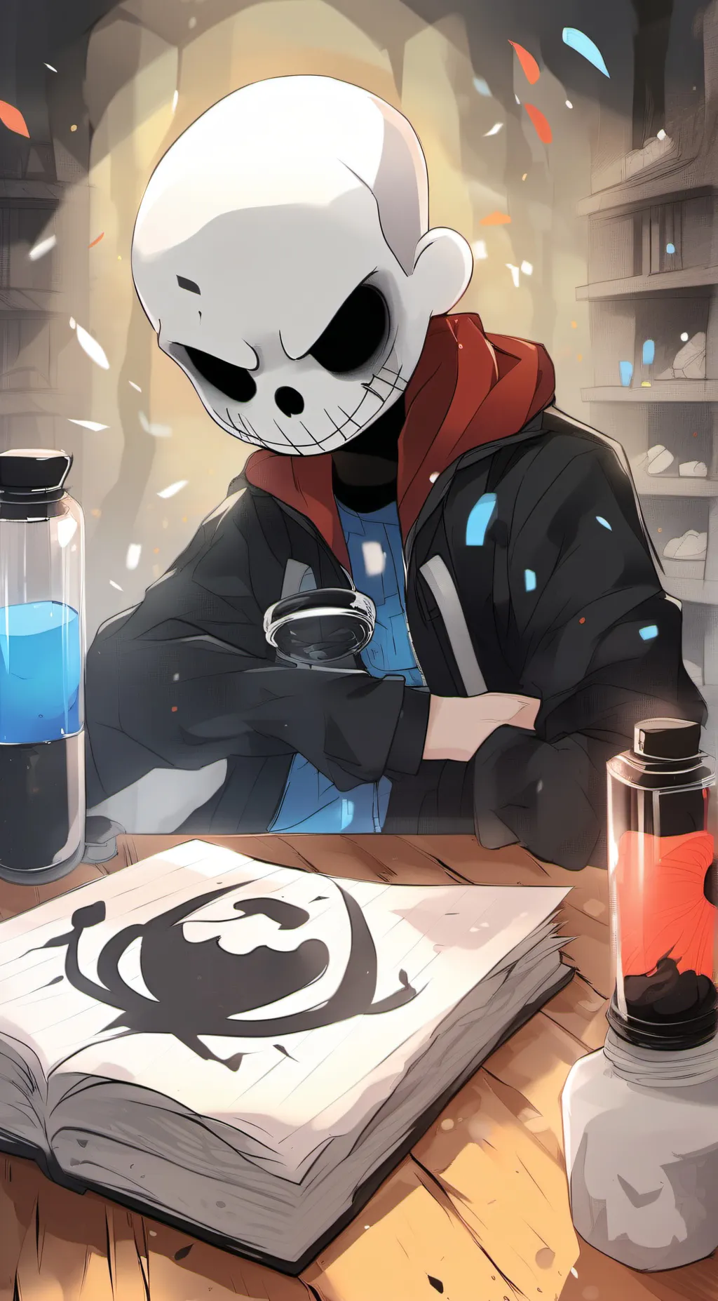 ai character: Ink sans omega background