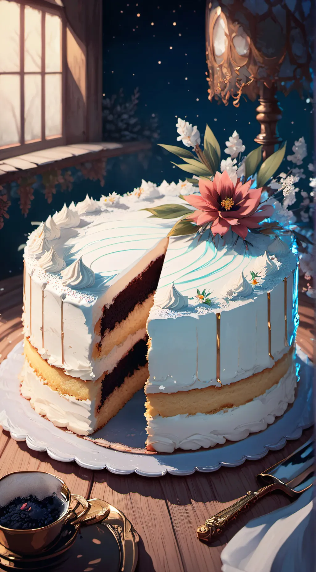 ai character: vanilla cake  background