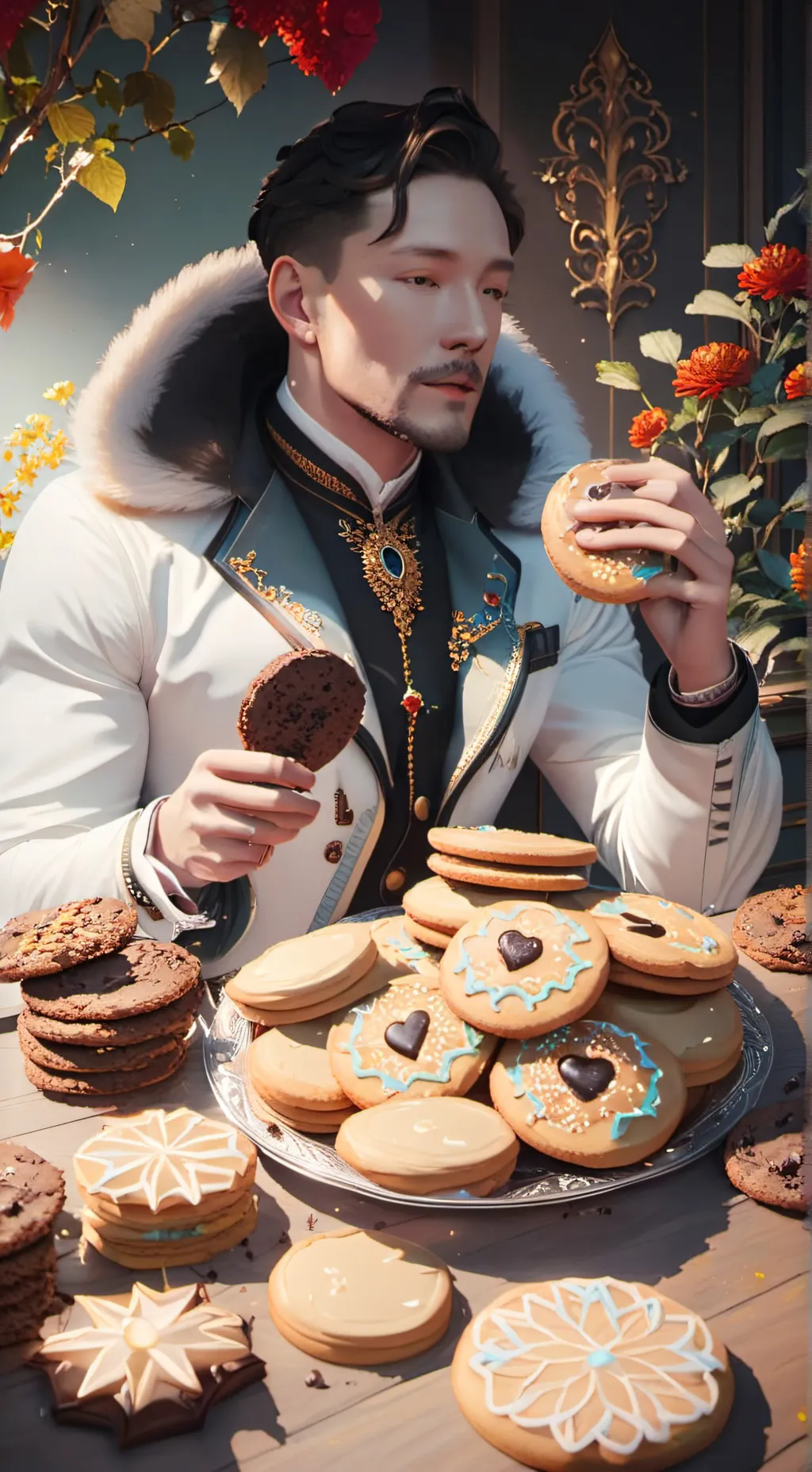 ai character: cookies monster background