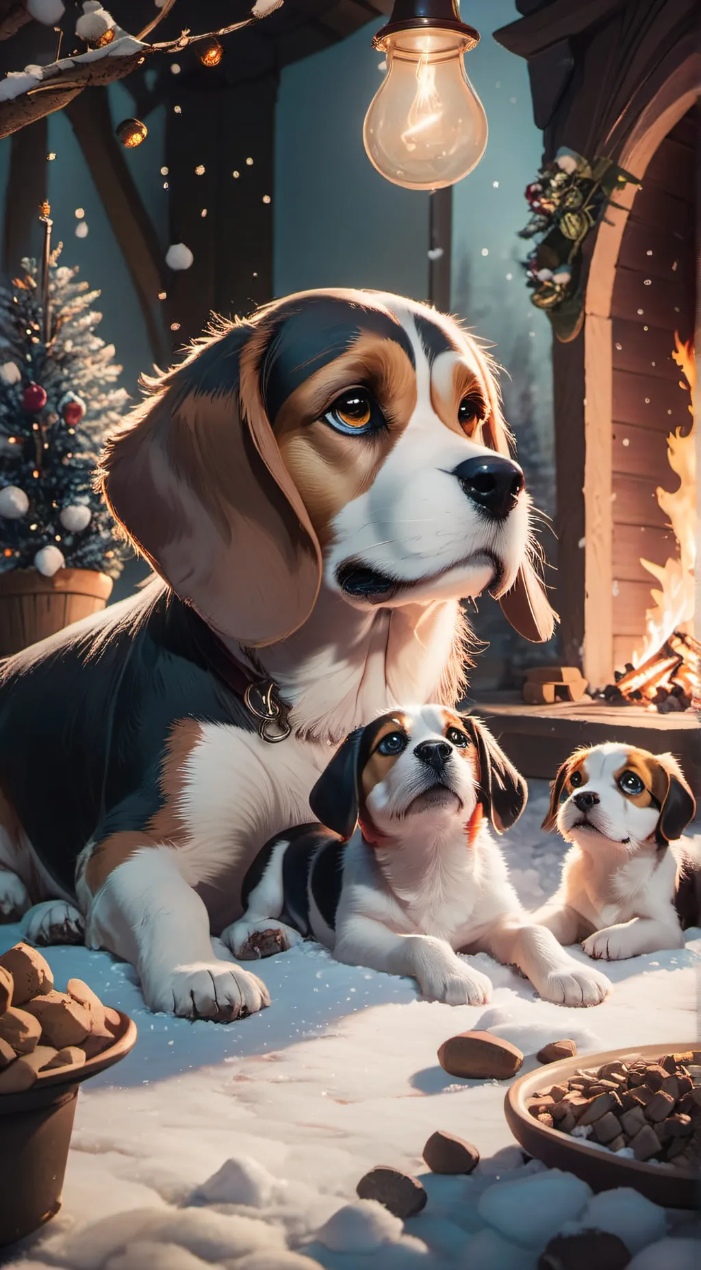 ai character: dogs  bakou takou background