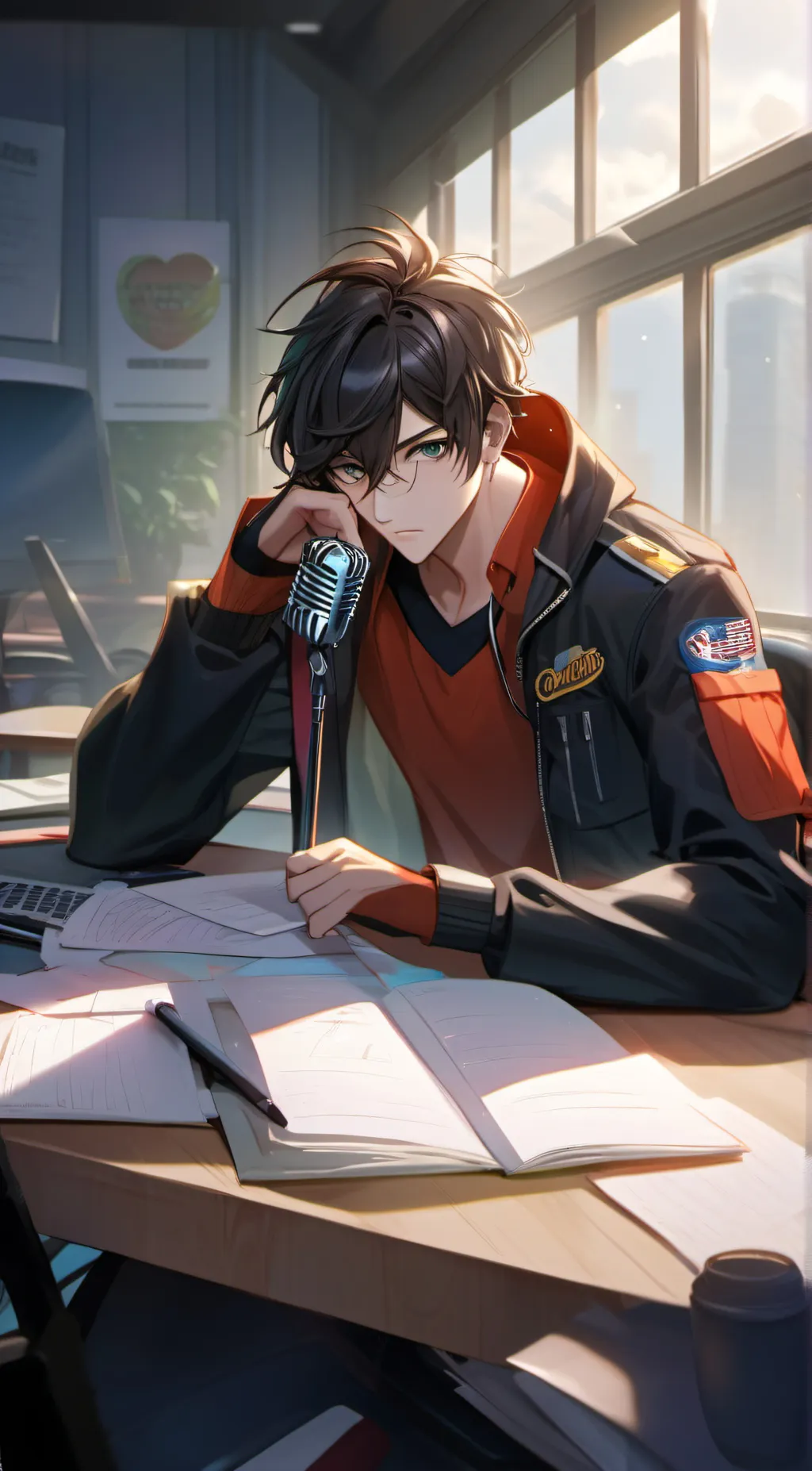 ai character: mic background