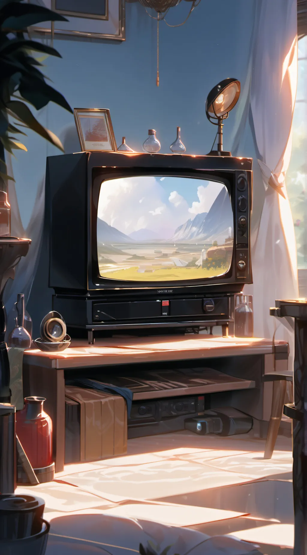 ai character: Old Tv background