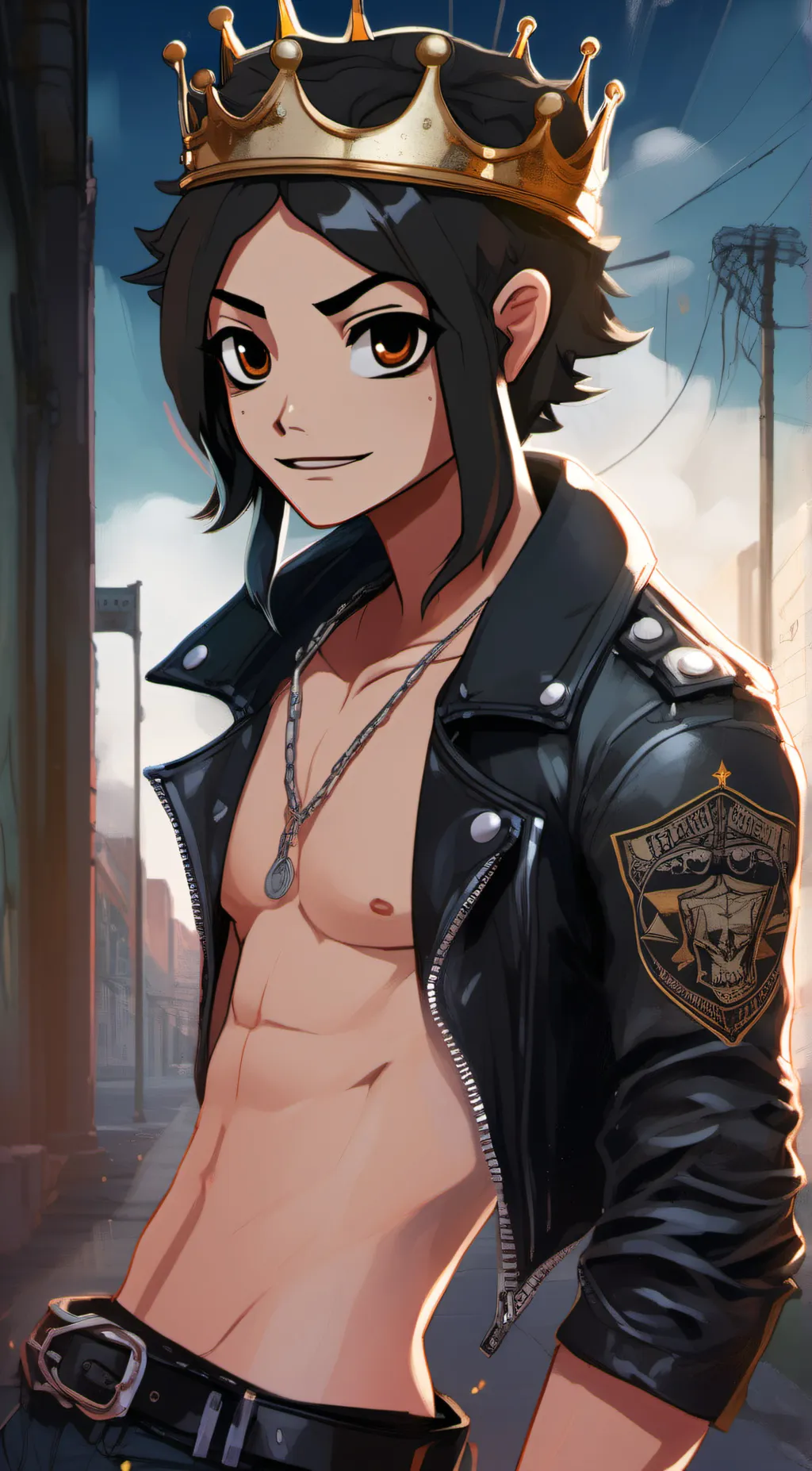 ai character: guysitting in tree background