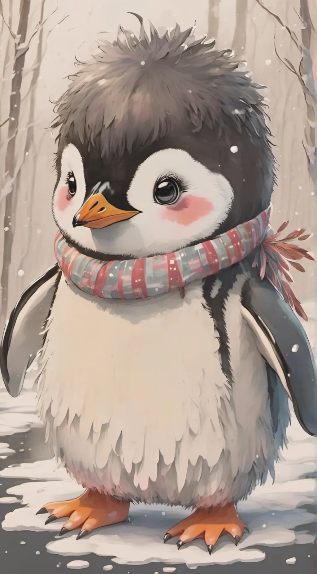 ai character: Penguin fluffy background