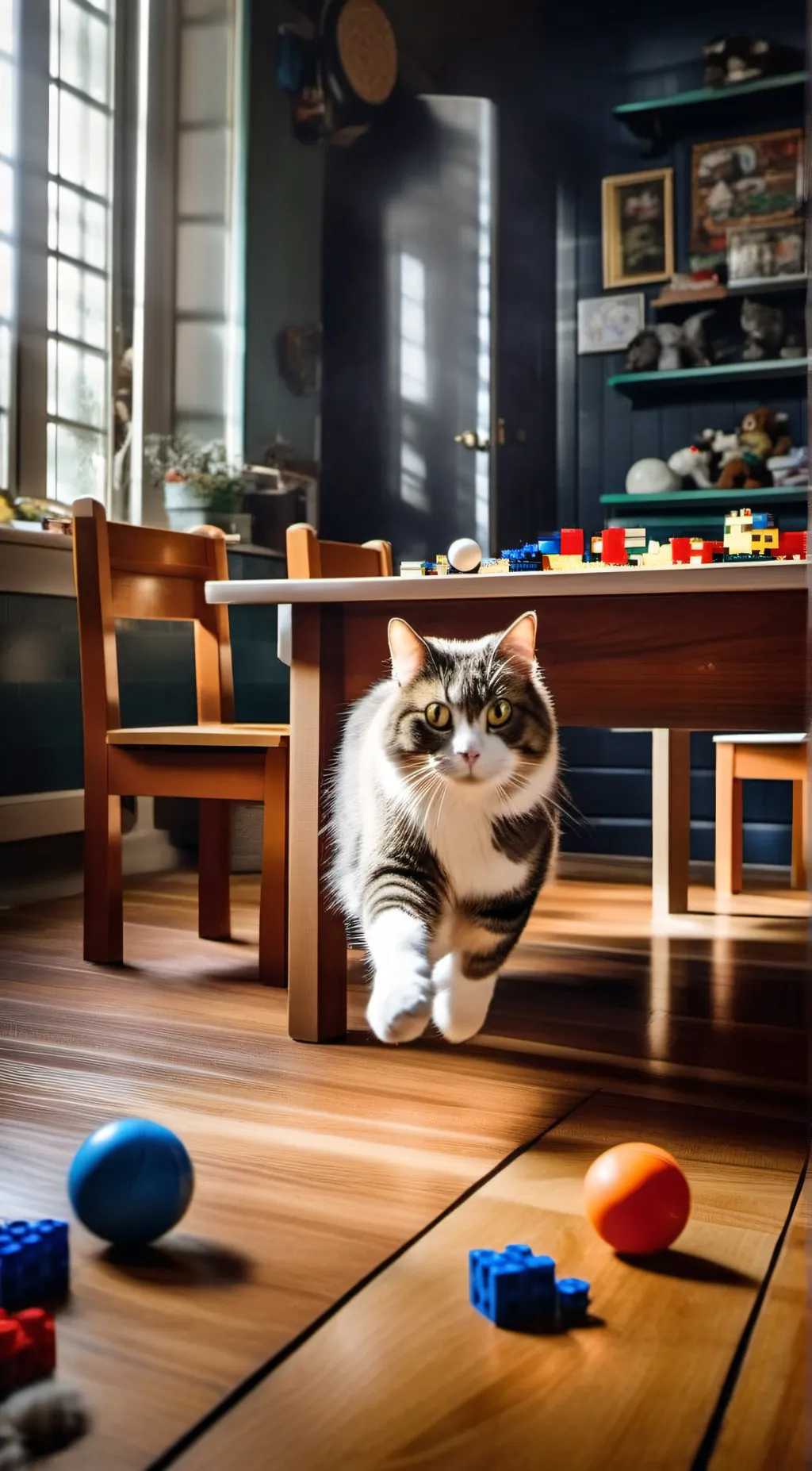 ai character: a playful cat background