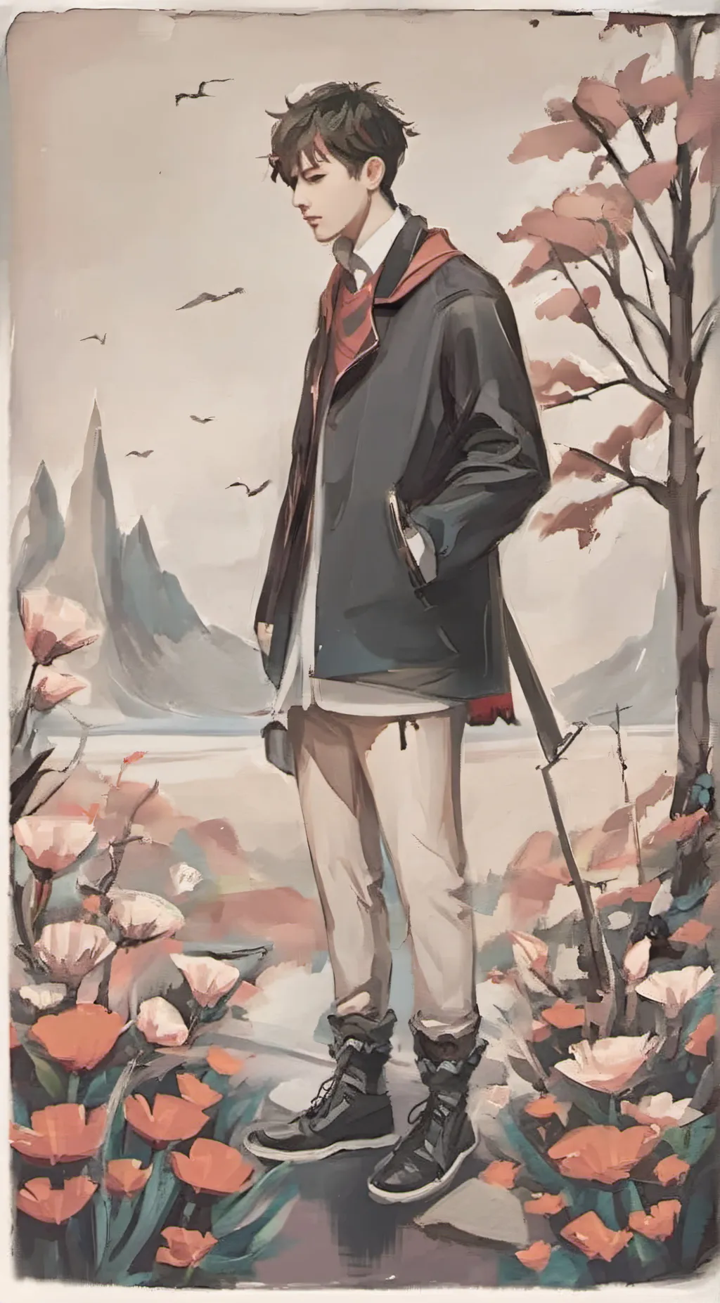 ai character: like and subscribe background