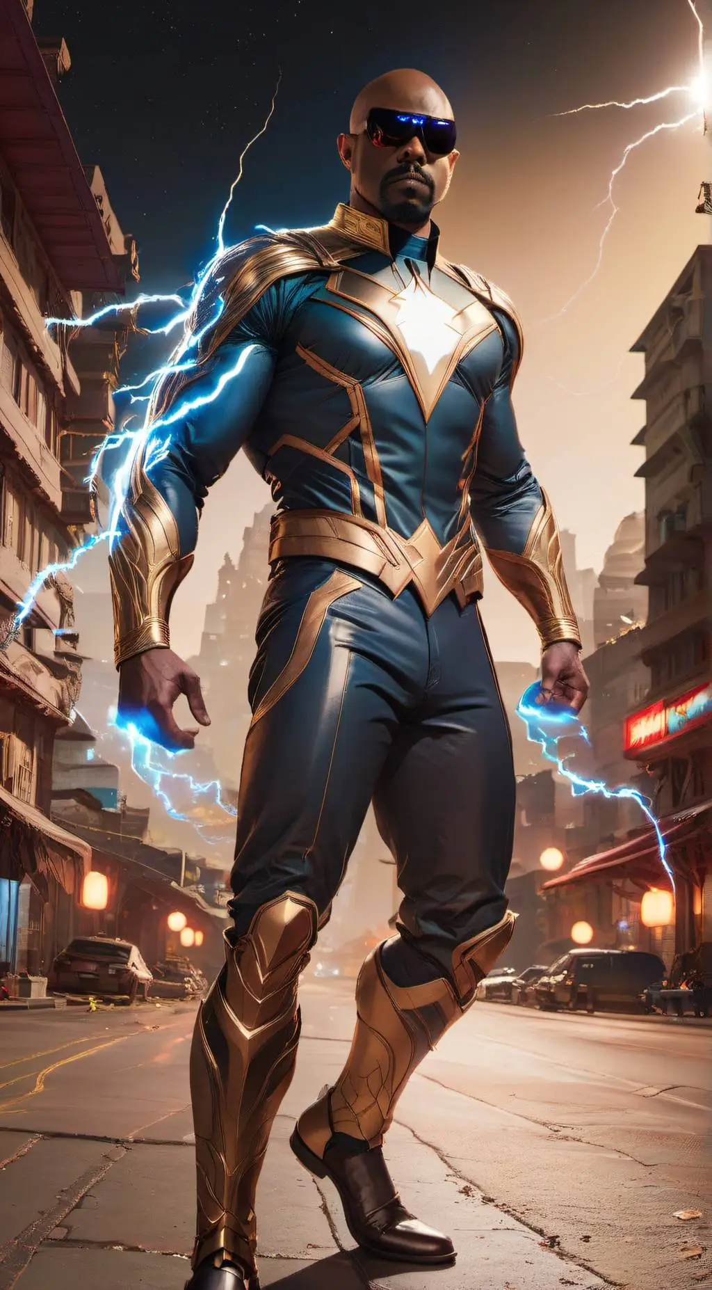 ai character: Black lightning  background