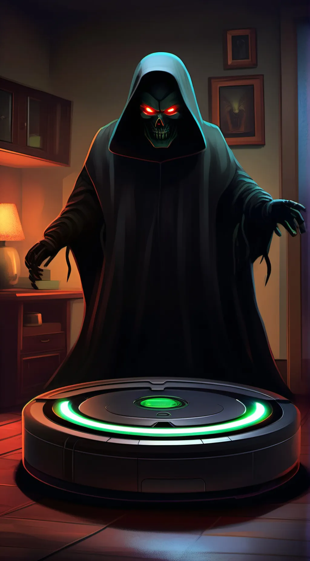 ai character: Evil Roomba background